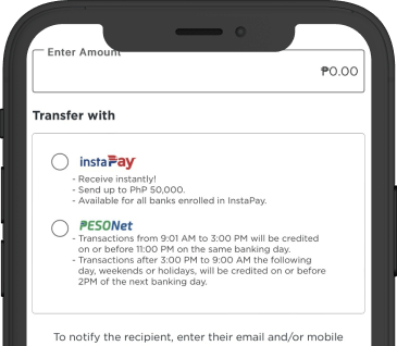 Select InstaPay or PESOnet